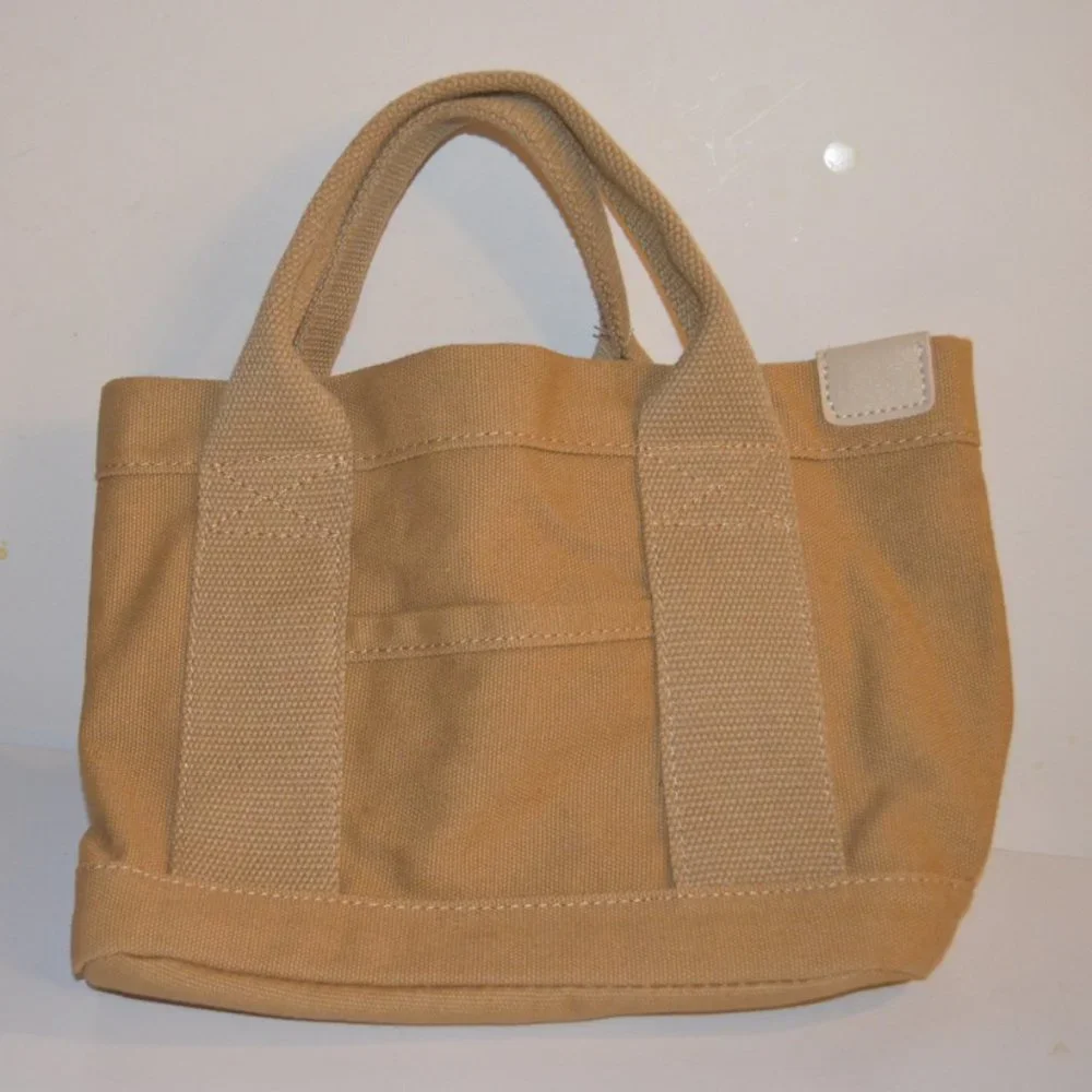 Unknown Source Canvas Hand Bag Purse Beige Durable Inside Sections Pockets 12x8'